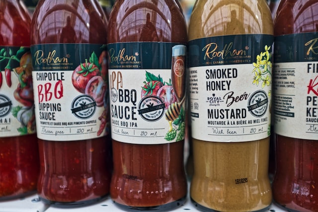 Smoked Honey Bottles with labels